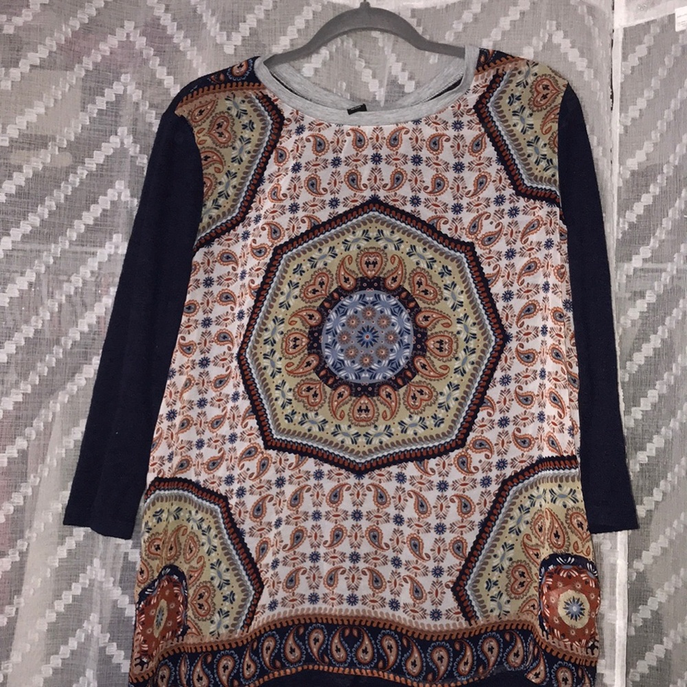 Mandala quarter sleeve blouse